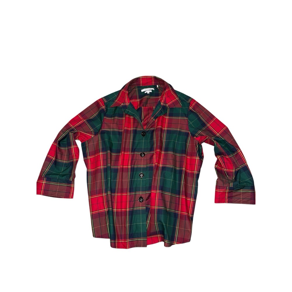 Foxcroft Wrinkle- Free‎ Red Green Tartan Plaid Dress Shirt Women's Plus Size 22W